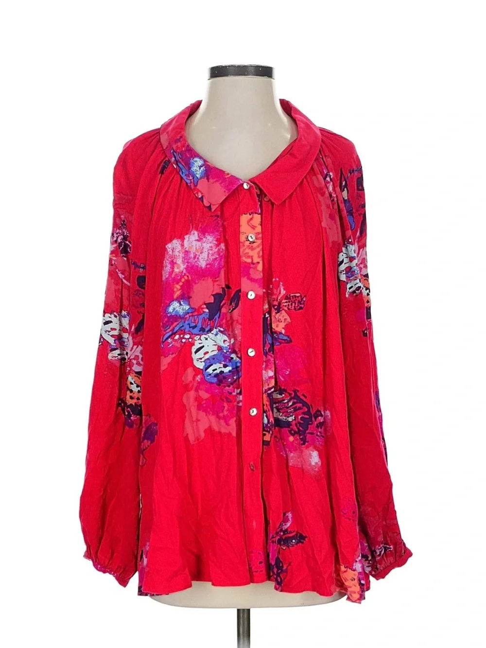 Free People Floral Button-Down Tunic Top 🌼 ☀️